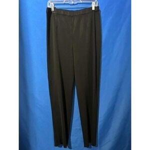 Ming Wang Black Knit Pull On Straight Leg Dress Pants Womens L slinky packable